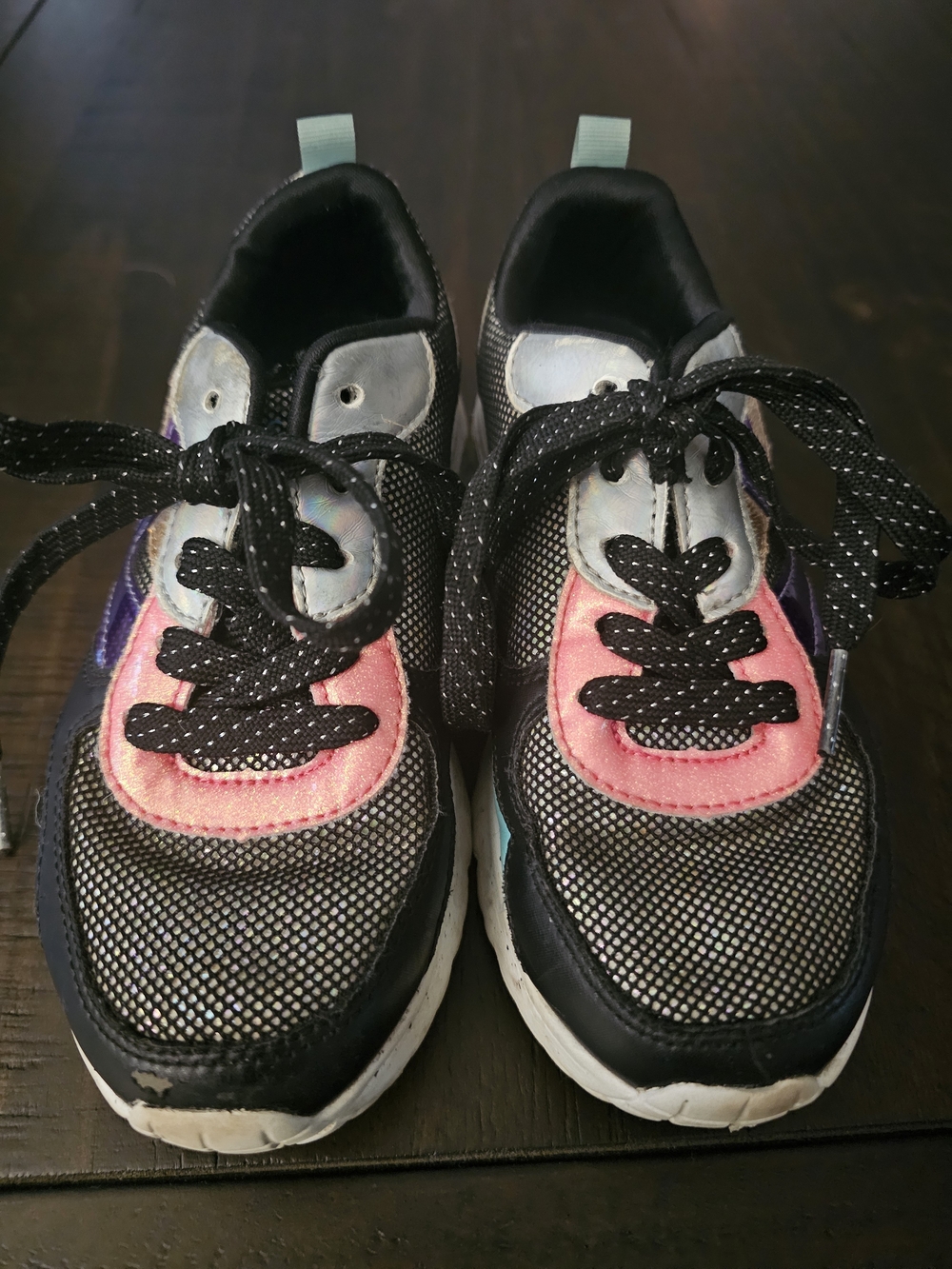 Skechers Kids Black, Pink & Purple Mesh Sneakers